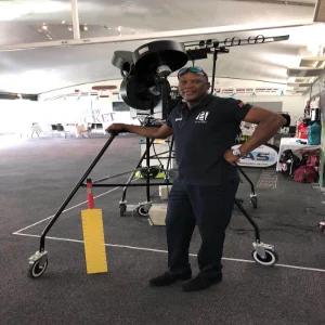 Devon Malcolm with Leverage Yantra e3 at Lords